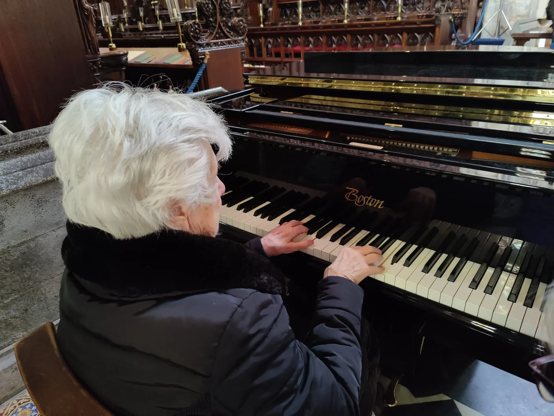 News for Peterborough - Hilton Park Care Home at Bottisham arranged for their resident, Betty, to visit Ely cathedral and to play, once more, the grand piano.