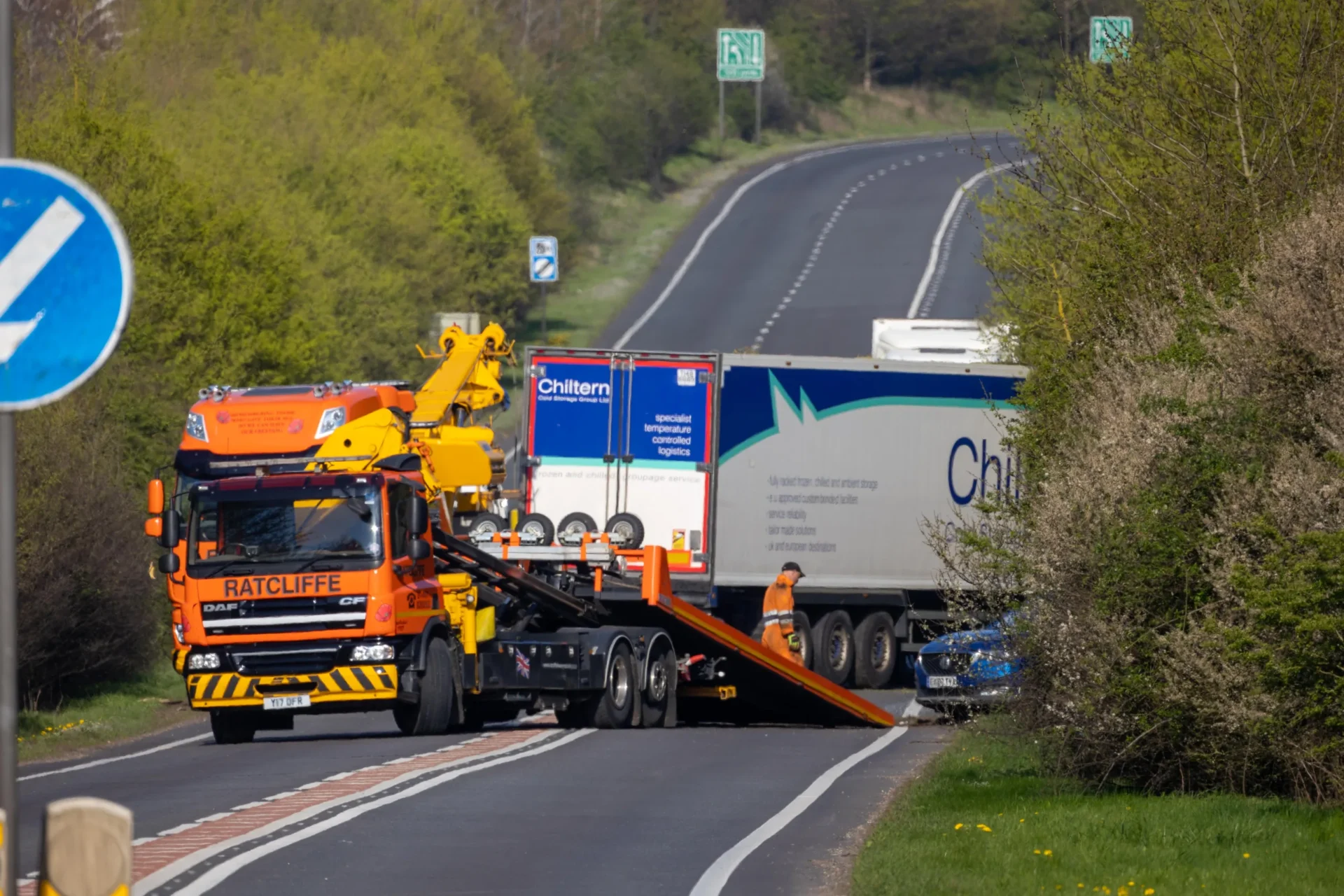 Jack-knife lorry driver arrested following A605 crash near Peterborough