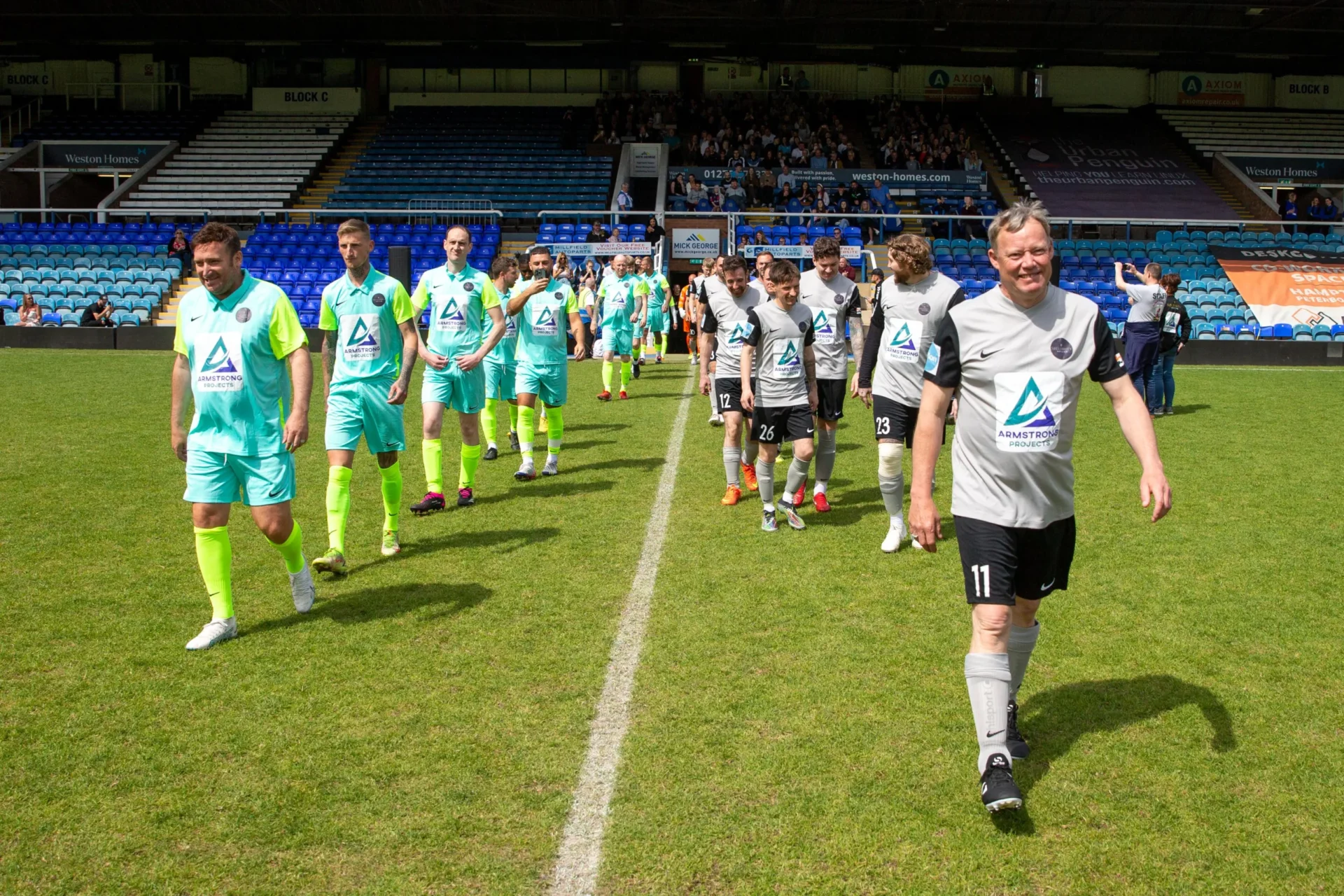 News for Peterborough - Danny Dyer and James Arthur take part in Sellebrity football match for charity (AMR - Action Medical Research), Weston Homes Stadium, Peterborough, Monday 29 May 2023. PHOTO: Terry Harris.