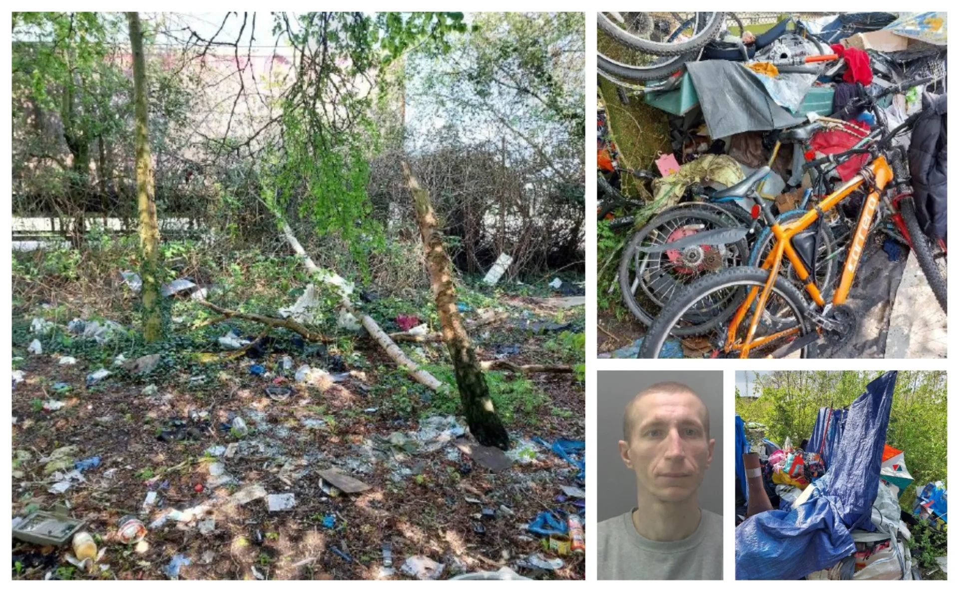 News for Peterborough - Kamil Mielncizk, 31, is in prison for breaching a CBO, and entering Wisbech recycling centre through a fence. The homeless man lives on this campsite next to the centre and has refused all offers of help.