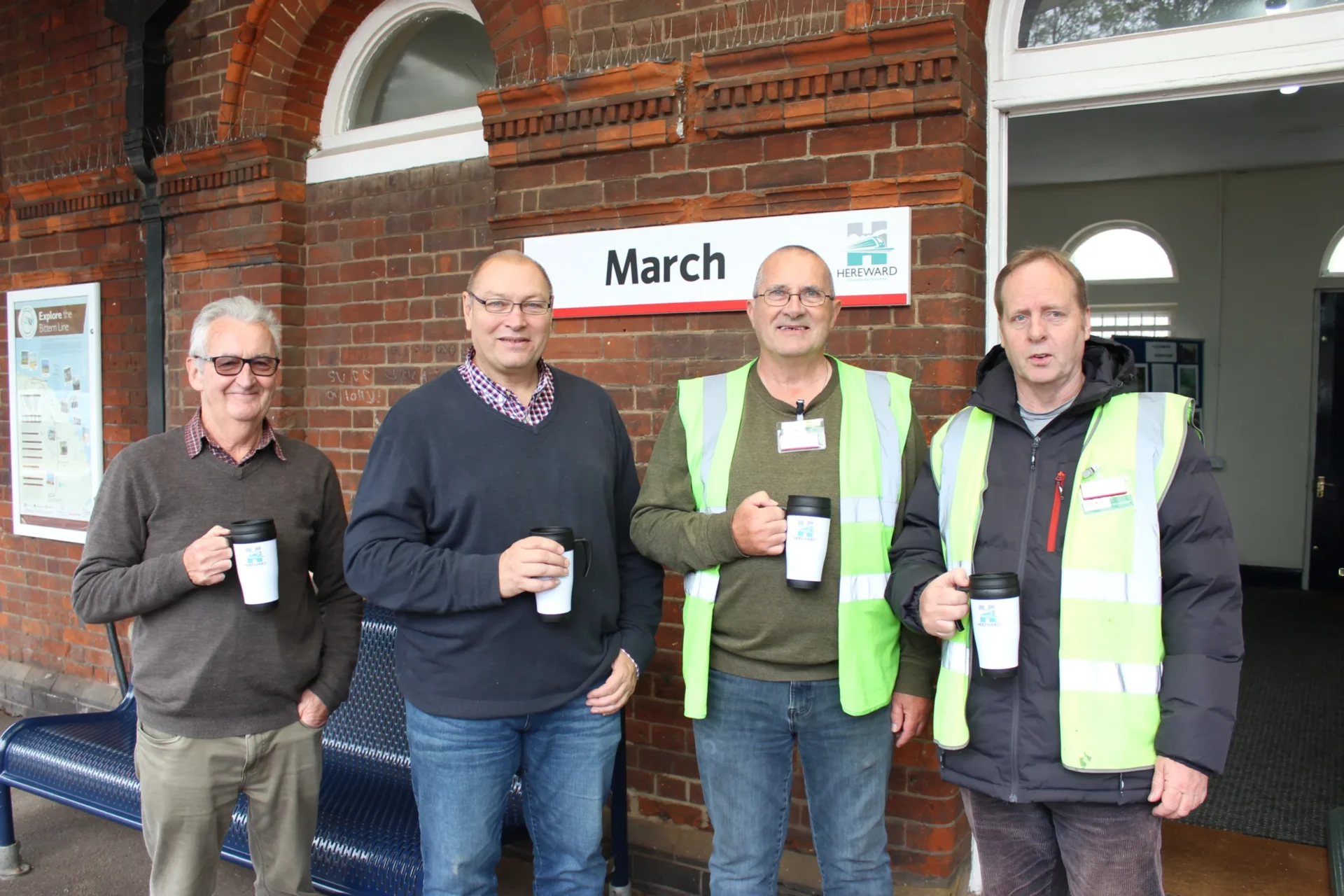 News for Peterborough - Friends of March Railway Station. From left: Dave Storey, Cllr Gary Christy, Max Mobius, Adrian Sutterby.
