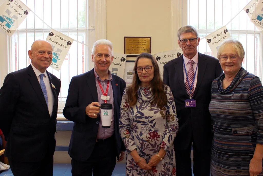 Hereward CRP board members (002) - News for Peterborough Hereward Community Rail Partnership board members. From left: Alan Neville, David Jones, Cllr Janet Coupland, Cllr Chris Seaton, Cllr Kay Mayor.