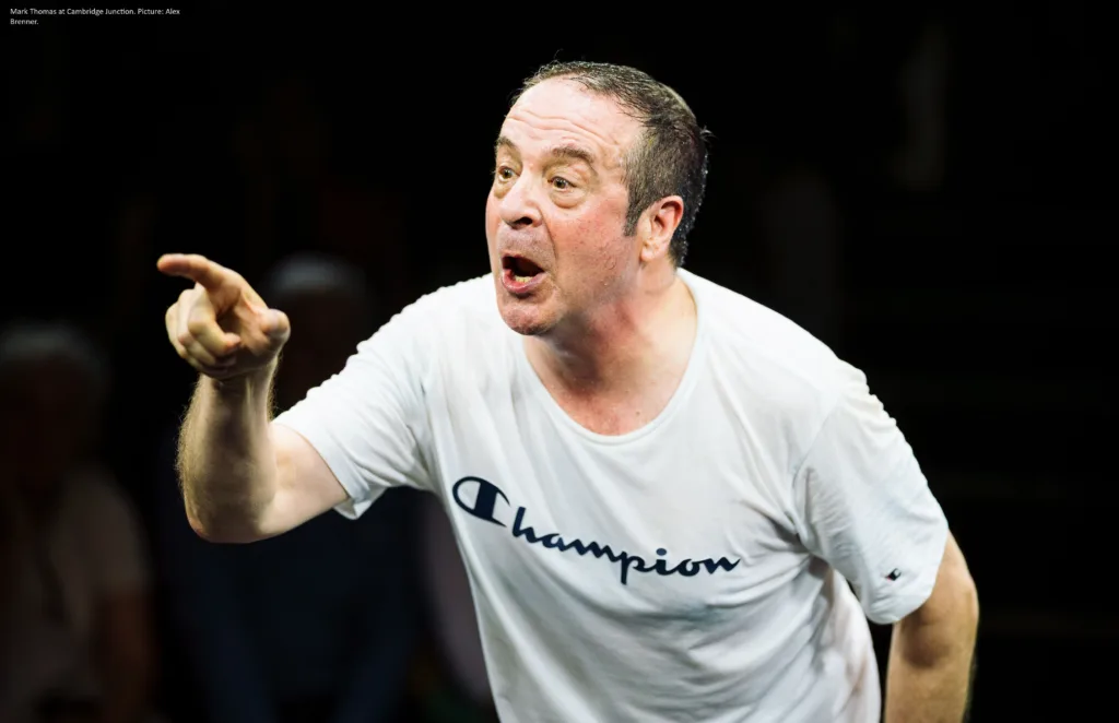 Mark Thomas is impressive as he draws the audience in to the world of someone brought up with poverty and domestic abuse and we see into the life of a drug addict.