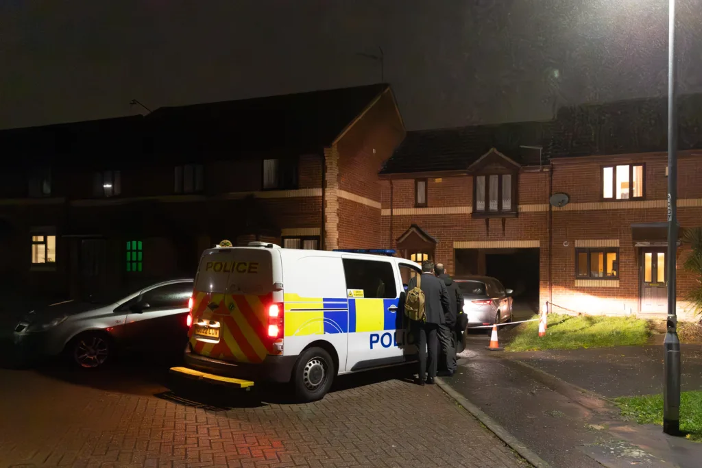 Police discovered the man’s body at a property in Farriers Court, Peterborough, at about 11pm yesterday (19 November). A woman has been arrested on suspicion of murder. PHOTO: Terry Harris.
