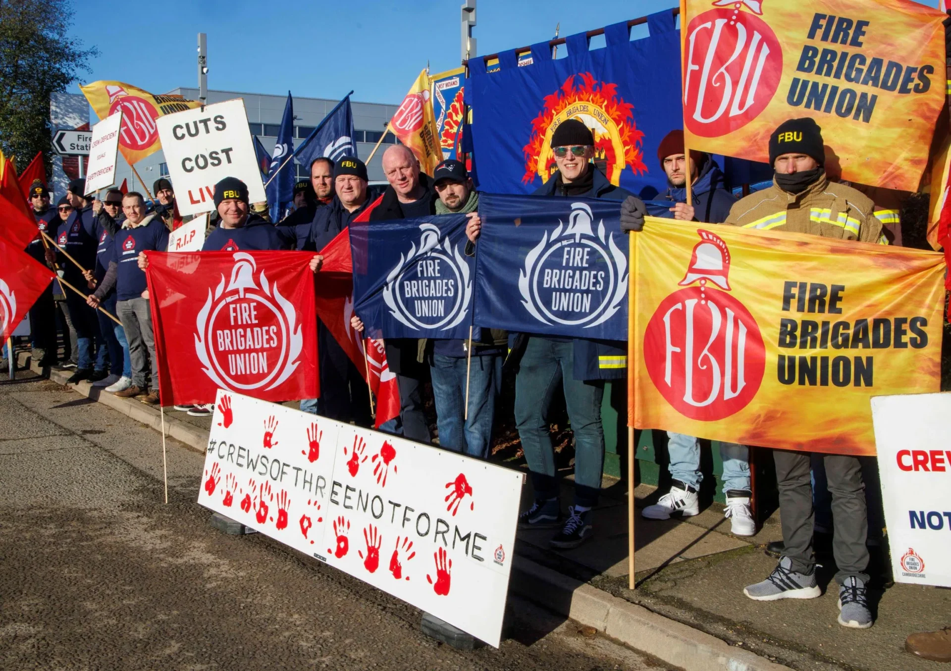 Firefighters stage protest in Huntingdon over reduction in reduction to fire crews PHOTO: Mark Thomas