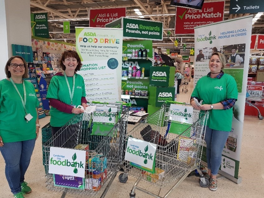 News for Peterborough - Cambridge City Foodbank volunteer team at the Asda collection drive