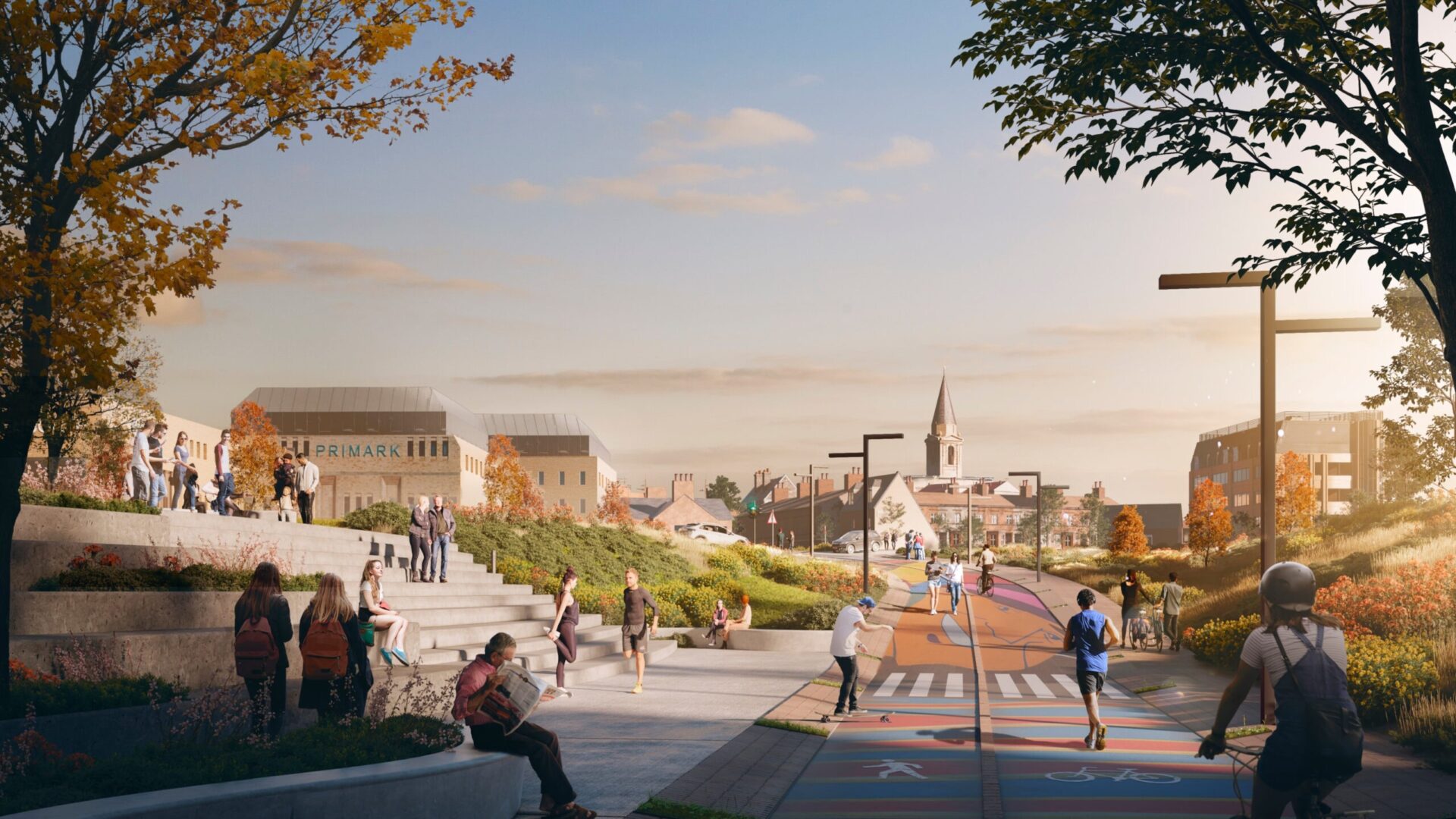 News for Peterborough - The image was prepared by ARUP. It is an artist impression of the view from the Queensgate Roundabout towards the city centre