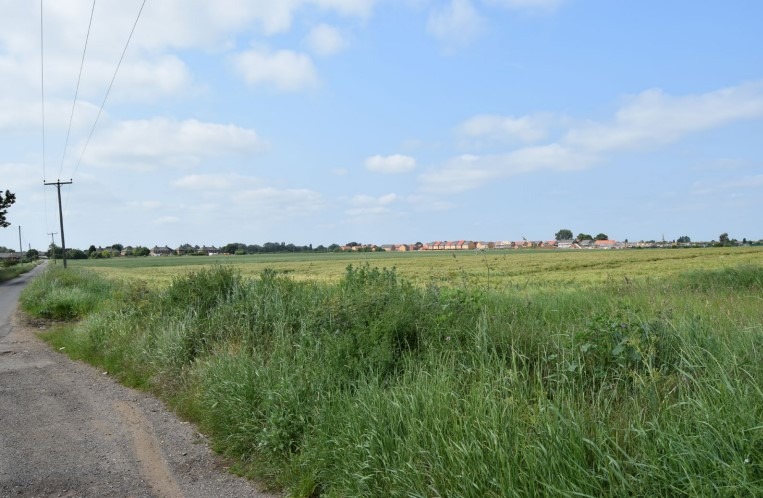 News for Peterborough - Looking south west across the application site with the drainage ditch along the northern boundary visible where the crop colour changes