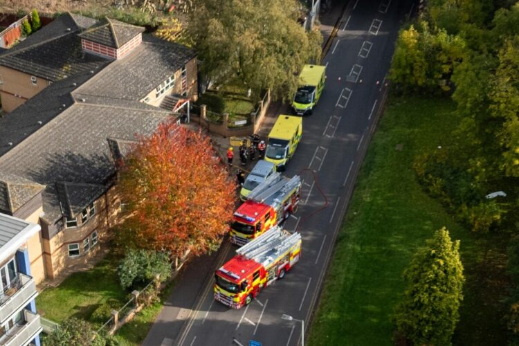 News for Peterborough - Scene in Oundle Road, Peterborough, on Wednesday morning after fire crews called to a first floor flat fire. PHOTO: Terry Harris